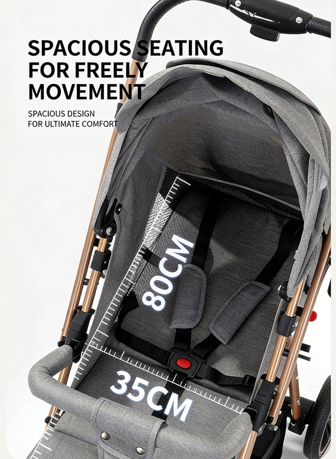 كيديليو عربة أطفال قابلة للعكس، مزودة بنظام امتصاص صدمات ممتاز، إمكانية توجيه الطفل للأمام أو للخلف، مظلة واسعة، حزام أمان بخمس نقاط، مقبض قابل للعكس، سهلة الطي، مناسبة للأطفال من عمر 0 ​​إلى 48 شهرًا، لون أسود - Image 5